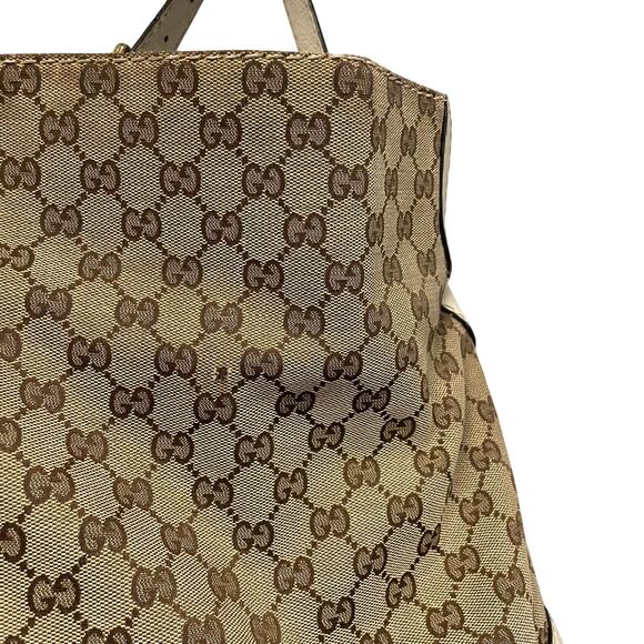 Gucci Charlotte Hobo Shoulder Bag Brown Canvas GG Monogram / Cream Leather AS IS - Picture 6 of 16